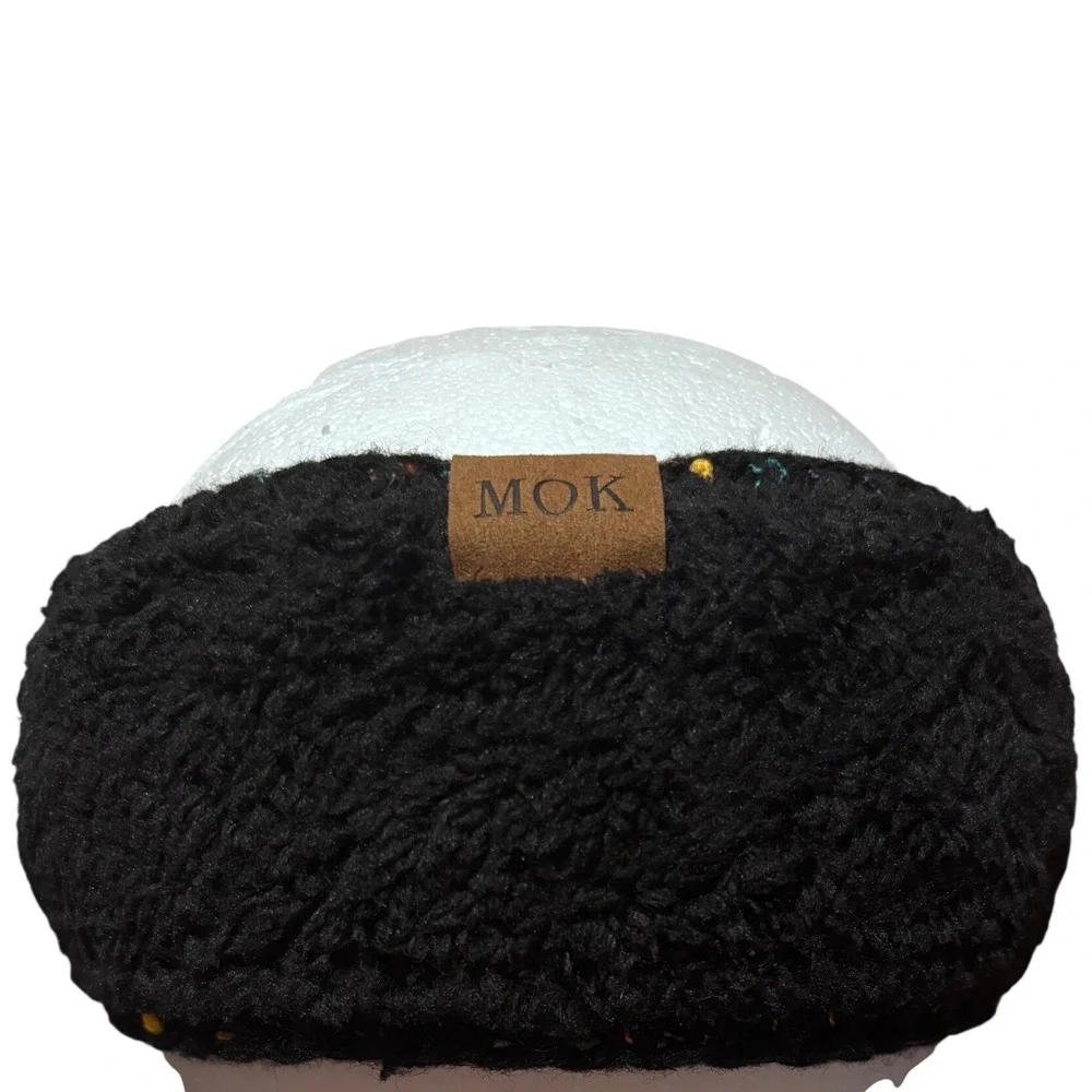 MOK Cable Knit Headband Women OS Black Multi Confetti Excellent Fleece Lined‎